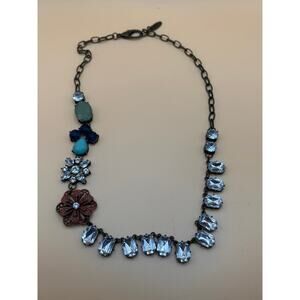 Plunder Statement Necklace and Earring Set Blue Green Red Crystal Accent